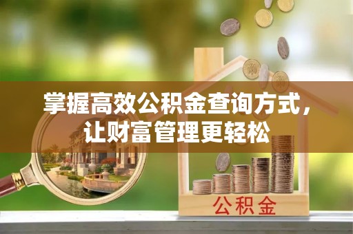 黟县掌握高效公积金查询方式，让财富管理更轻松