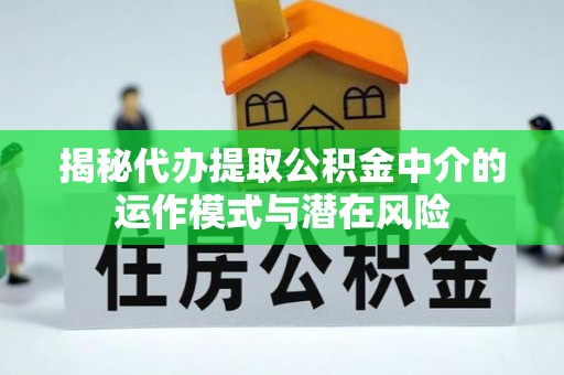 黟县揭秘代办提取公积金中介的运作模式与潜在风险
