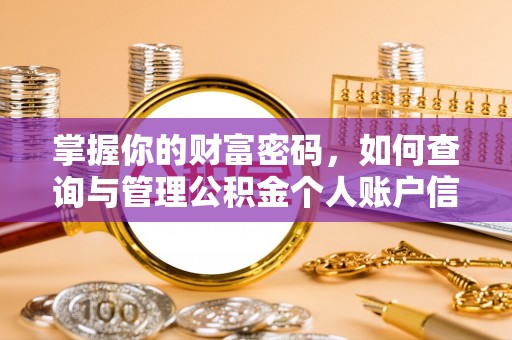 黟县掌握你的财富密码，如何查询与管理公积金个人账户信息